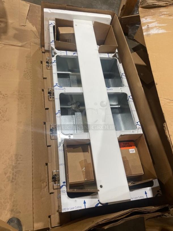 Duke Aerohot 304P stainless steel 4-well steam table, new condition, with cutting board, serial 11101102.