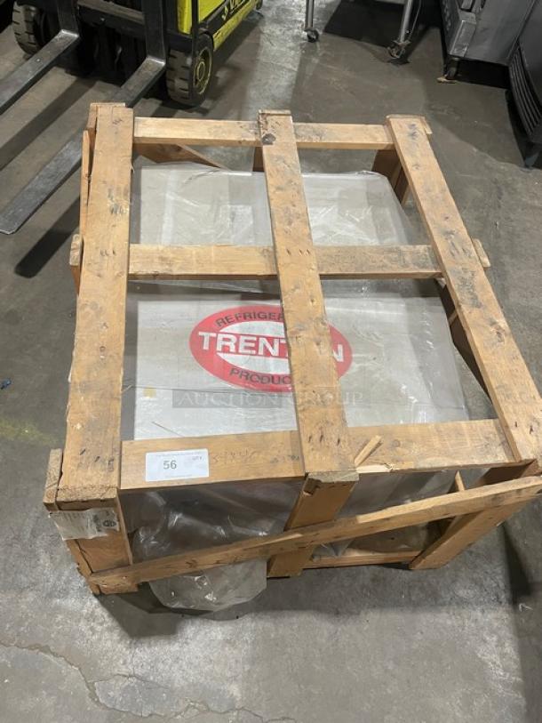 Trenton Refrigeration EH-Line stainless steel condensing unit in shipping crate; Model: EH099L6-HT3A-BR.