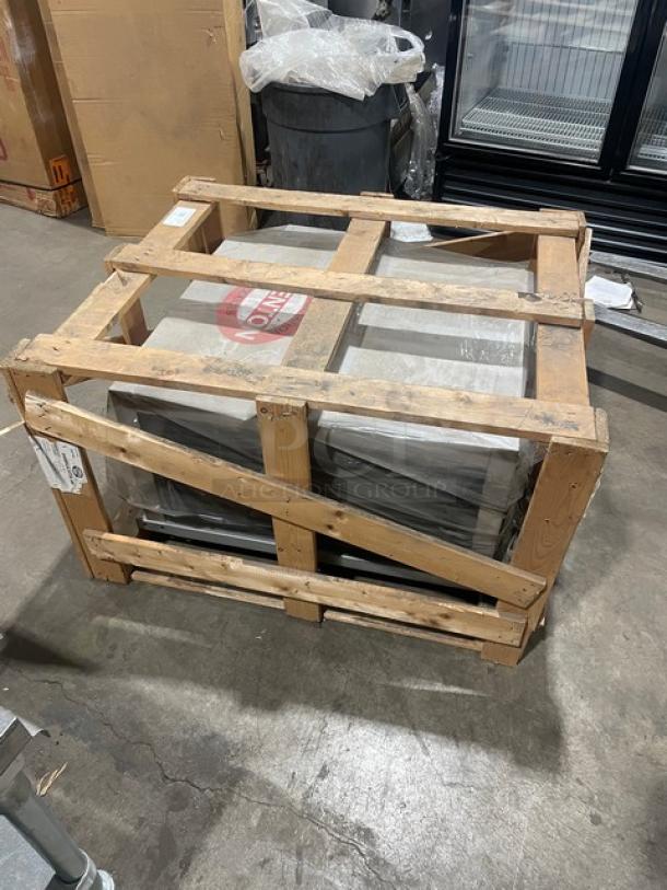 Trenton Refrigeration EH-Line stainless steel condensing unit in shipping crate. Model EH099L6HT3ABR, 208-230V, 3 phase.