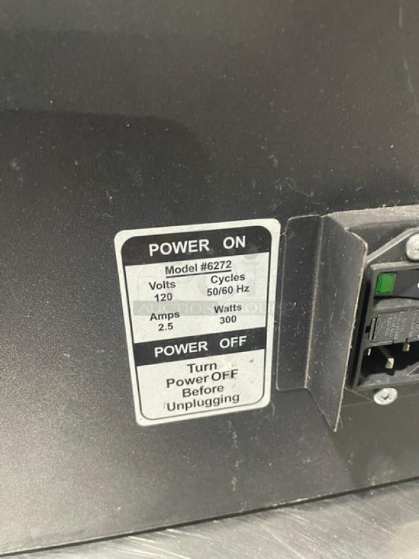 Forbes Ultra Series 3-Tier Insulated Food Carrier, Model 6272, 120V, black with stainless steel interior, commercial grade.