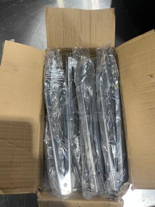 Adcraft XHT-12 stainless steel utility tongs, new in box, 12-inch length, heavy-duty commercial quality, wrapped in plastic.