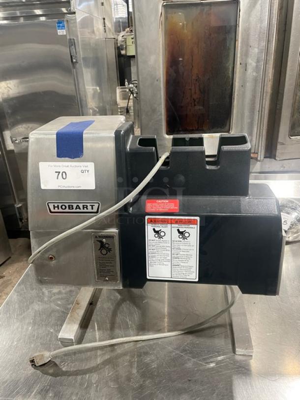 Hobart SteakMaster Series 403-1 meat tenderizer, stainless steel, electric, countertop model, 115V, with visible caution labels.