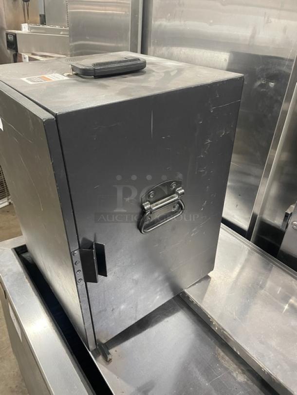 Forbes Ultra Series 3-tier insulated food carrier Model 6272, black, stainless steel interior, 120V, commercial-grade.