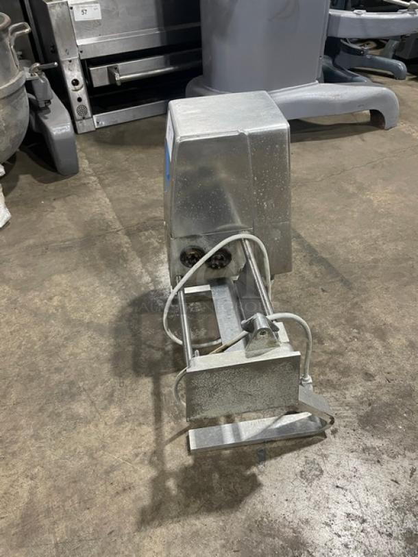 Hobart Model 403 stainless steel meat tenderizer, electric-powered, 115V, 1 phase, on legs, serial number 311471015.