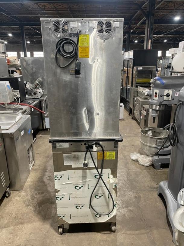 Alto-Shaam Halo Heat double stacked electric oven, stainless steel, model 1000-TH/II, SN: 487846-001, on casters, with wired racks.