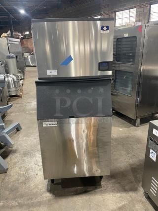 Manitowoc Indigo Series Commercial Stainless Steel Electric Powered Dice Ice Maker! Energy Star Certified! With Bin! Model: ID0452A-161 SN: 1120196494! 115V 1 Phase! On Legs! - Item #1221985