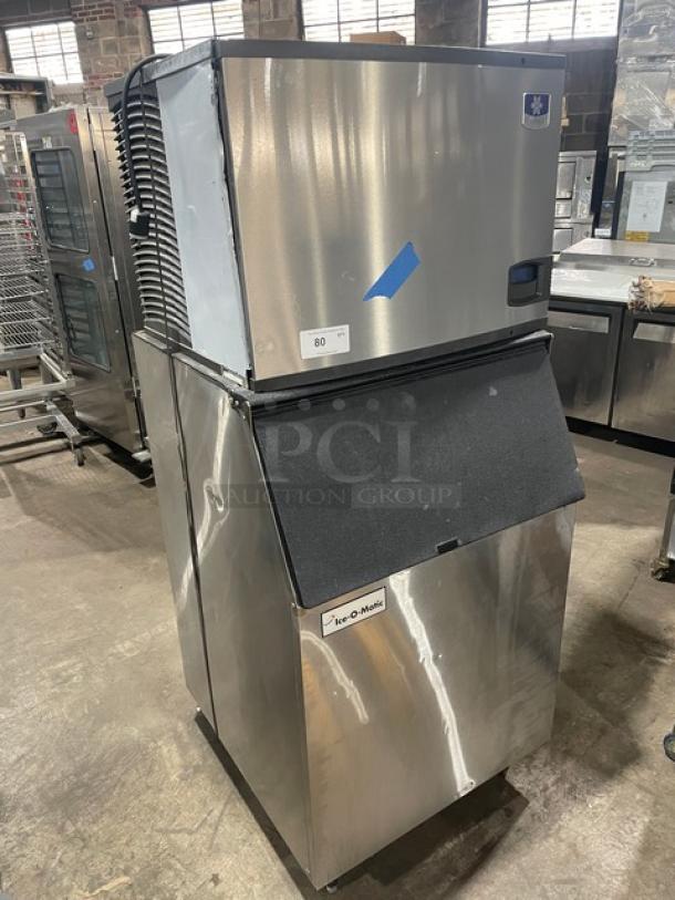 Manitowoc Indigo Series ice maker, model ID0452A-161, stainless steel, Energy Star certified, with bin, on legs, 115V 1 phase.