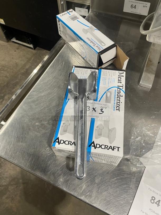 NEW Adcraft MTA-10 meat tenderizer, 2-3/4" square head, commercial aluminum, in box, includes tags, model details.