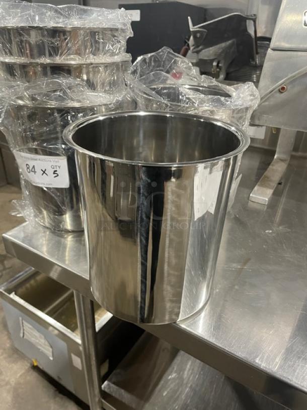 Adcraft BMP-6 stainless steel bain marie pot, mirror finish, 6-quart capacity, new condition.