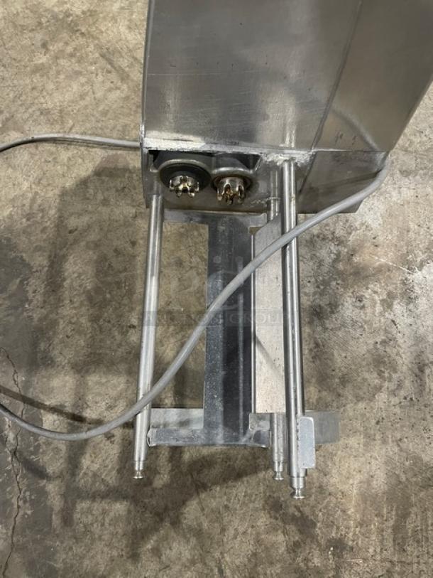 Hobart 403-1 Commercial Stainless Steel Meat Tenderizer on legs, electric powered, visible wiring, used condition.