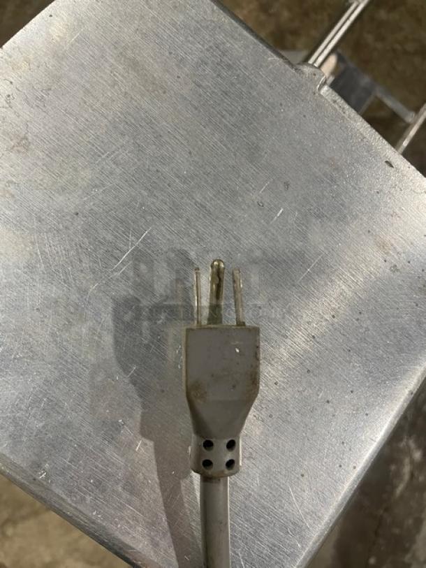 Hobart 403-1 stainless steel electric meat tenderizer, showing power plug. Model SN: 31-1631-544, 115V, 1 Phase. Moderate wear.