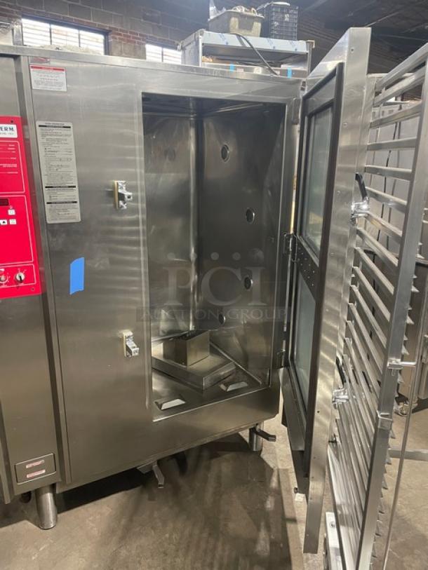 Alto-Shaam Combitherm 2020G gas combi oven, stainless steel, full-height with roll-in rack, model 2020G, used condition.