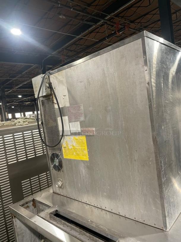 Blodgett commercial stainless steel natural gas half size convection oven, single door, with wired oven rack, visible tags.