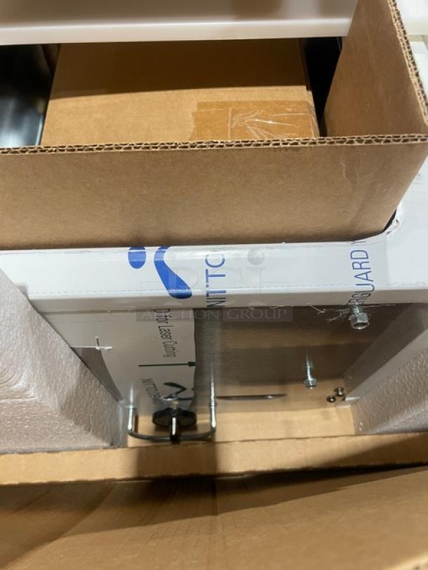 NEW Duke Aerohot Series stainless steel steam table with 3 wells and cutting board. Electric powered, on legs, in packaging.