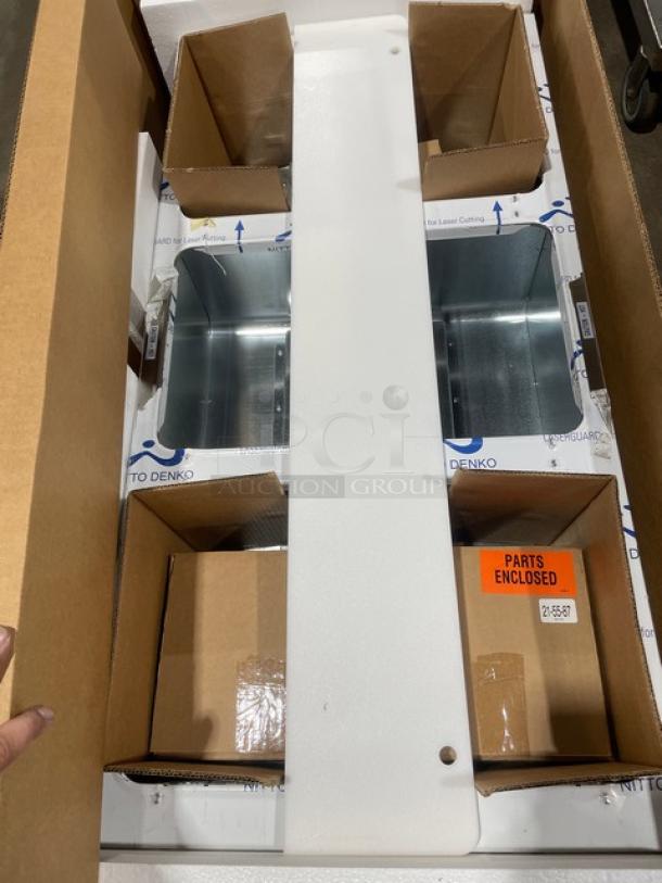 NEW Duke Aerohot Series stainless steel electric steam table with 3 wells, cutting board, and legs. Parts enclosed.