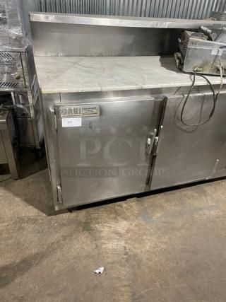 Bari Commercial Stainless Steel Electric Powered Solid 2 Door Refrigerated Pizza Dough Retarder Table! With Marble Top! On Legs! - Item #1222000