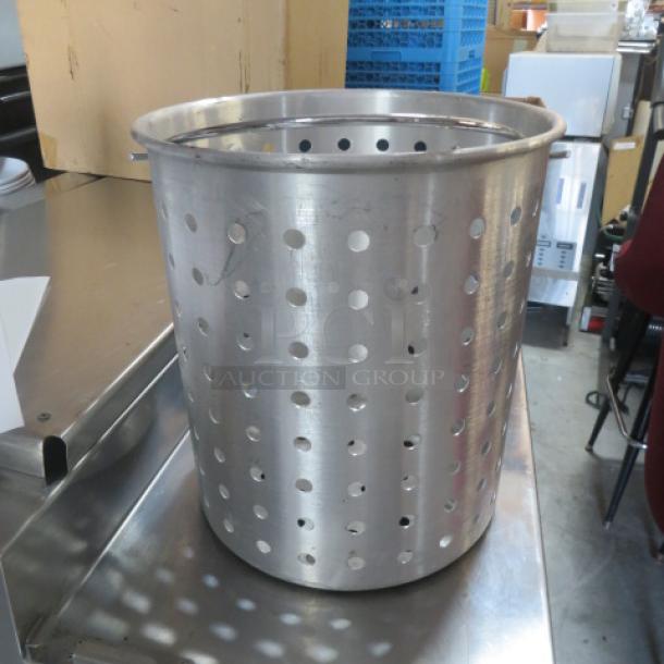 12x13 aluminum steamer basket, perforated for steam circulation, durable construction, used condition.