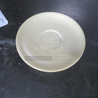 NEW Evolution 7-inch saucer, beige, pristine condition, item code 12XBID, round with center indentation.