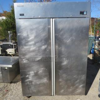 One 2 Door Hoshizaki Stainless Steel Freezer On Casters. Model# CF2B-FS. 115 Volt. 54X34X79.5. $7517.00. - Item #1221822