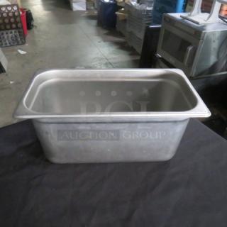 1/3 Size 6 Inch Deep Hotel Pan, stainless steel, used condition, suitable for commercial kitchen use, code 4XBID.