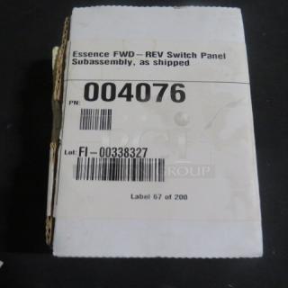 One Essence FWD Switch Panel Assembly in packaging, labeled "Essence FWD - REV Switch Panel Subassembly." PN: 004076, Lot: FI-00338327.