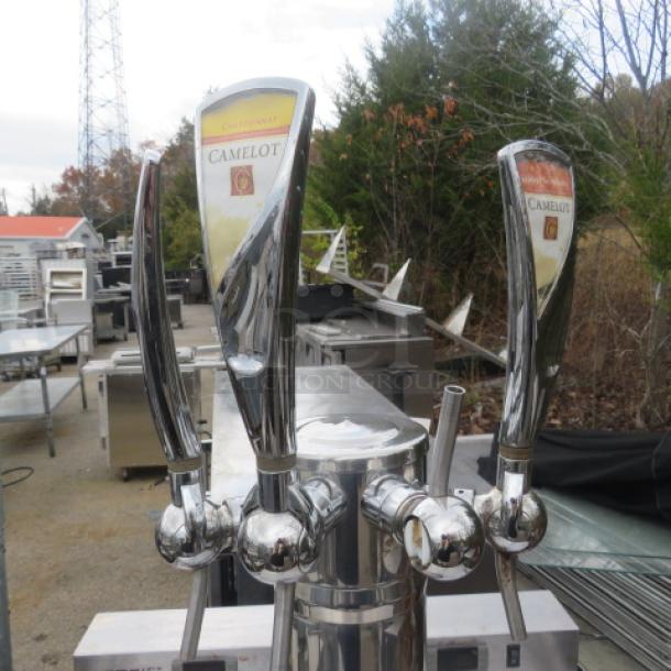 Micromatic MDD-23W kegorator, dual zone wine dispenser, 1 tower, 4 taps, excellent condition, 115V, 24x29x61 inches.