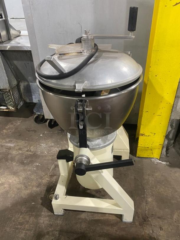 Stephan VCM44 commercial electric cutter/mincer/mixer, stainless steel tilting bowl, 208V, heavy-duty, on casters.