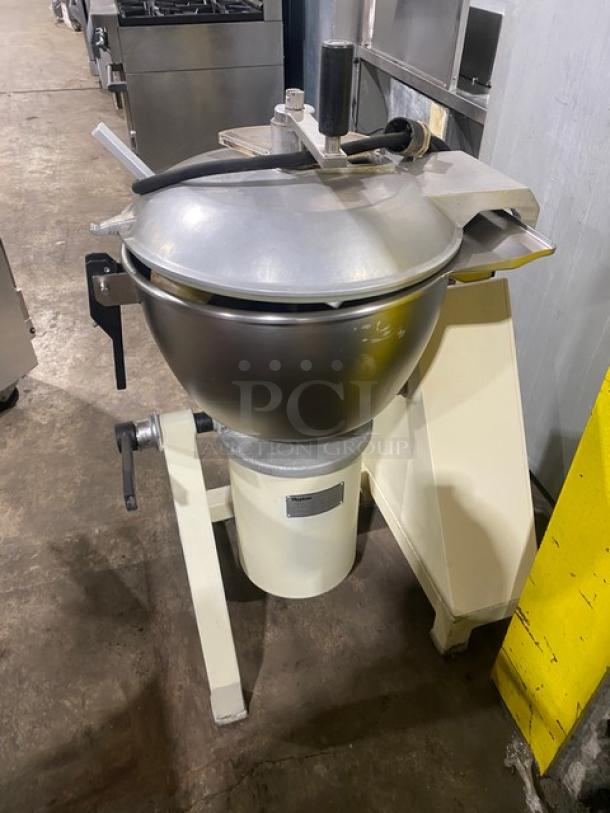 Stephan VCM44 electric commercial cutter/mincer/mixer, features stainless steel tilting bowl, 208V, on casters.