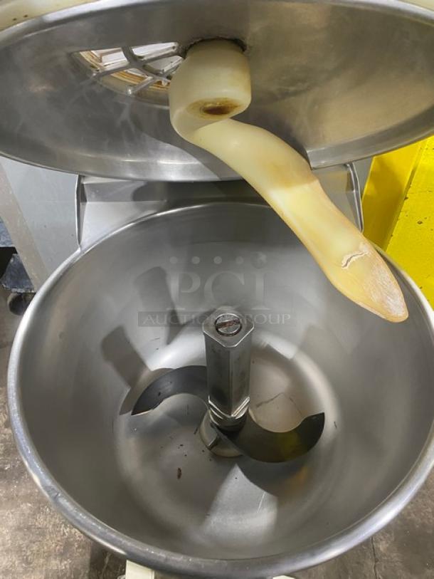 Stephan VCM44 commercial electric cutter/mincer/mixer with stainless steel tilting bowl. Heavy-duty floor model on casters.