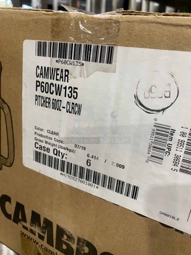 Cambro Camwear Series Commercial Clear 60 Oz. Beverage Pitcher, Model P60CW135, new in box, case quantity 6.