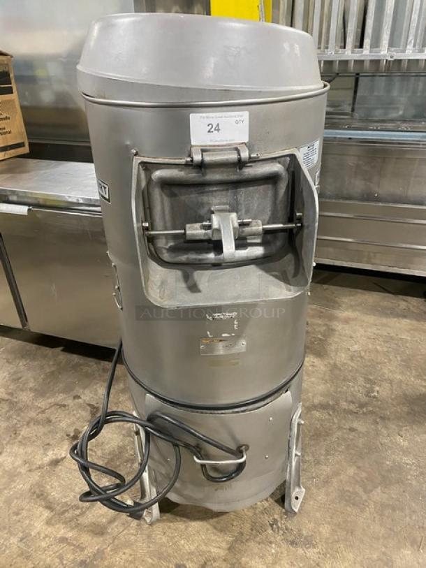 Hobart Model 6460C Commercial Electric Potato Peeler, 60 lb capacity, with stand, on legs, 115V 1 Phase. Working condition.