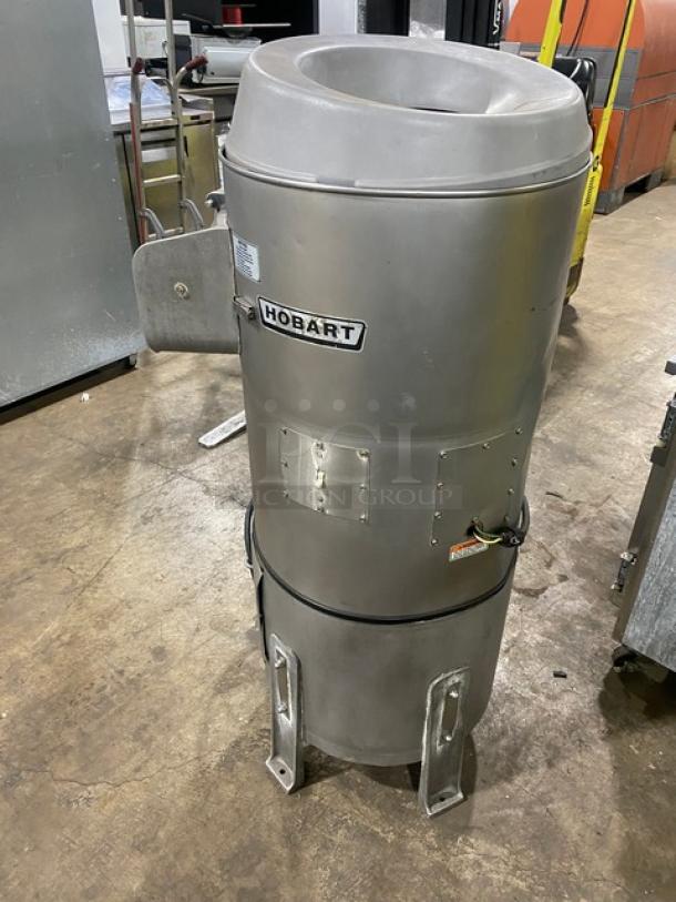Hobart 6460C commercial potato peeler, 60 lb capacity, electric, 115V, on legs; includes manufacturer label, good condition.