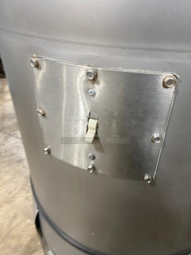 Hobart 6460C commercial potato peeler, 60 lb capacity, electric, 115V, 1 phase, shown with stand, working condition.