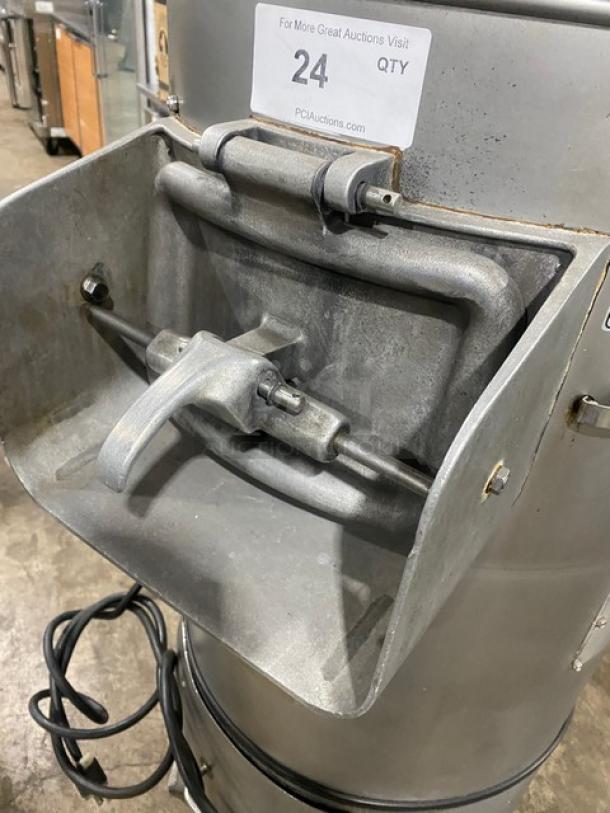 Hobart Model 6460C heavy-duty potato peeler, 60 lb capacity, electric, on legs, 115V, commercial use, test tag visible.