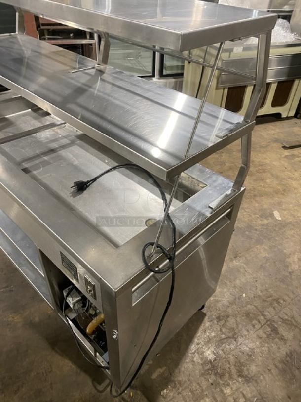 Precision Stainless Steel Refrigerated Salad Bar, Model SST2024RTNYC, double overhead shelf, on casters, 120V 1 Phase.