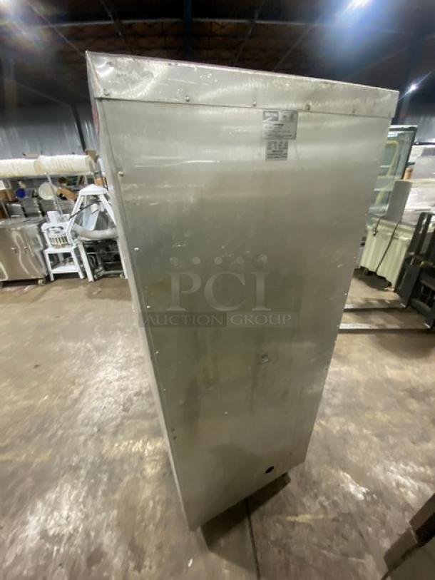 Metro Flavor Hold Series Commercial Half Door Insulated Mobile Heated Cabinet, Model C199H1N, 120V, on casters.