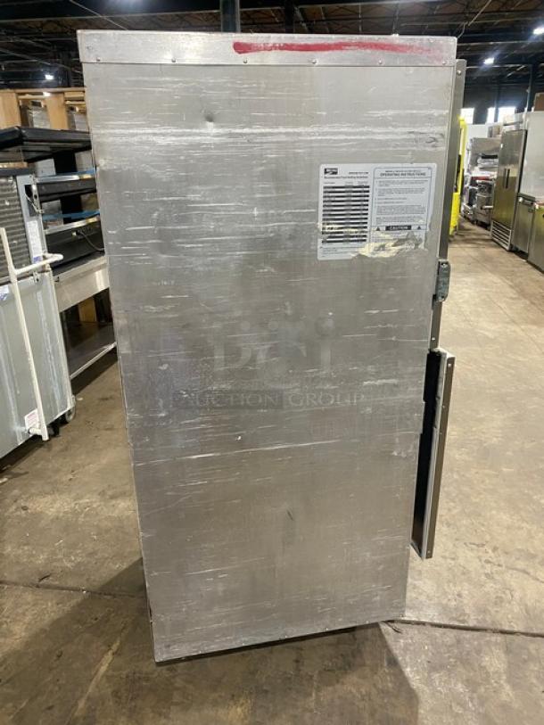 Metro Flavor Hold Series insulated mobile heated cabinet, Model C199H1N. Features wide pan slides, 120V, on casters.