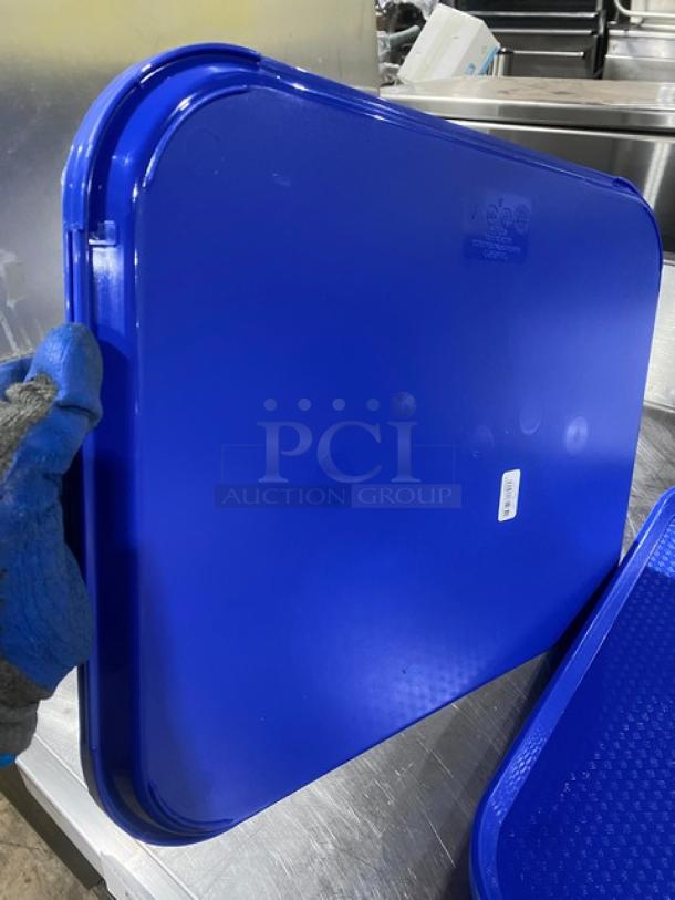 Cambro 1418FF blue rectangular fast food serving tray in excellent condition, visible branding, durable plastic material.