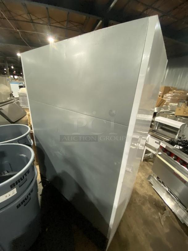 Turbo Air Model TGM47SDW commercial refrigerator, Energy Star certified, double glass swing doors, poly coated rack, on casters.