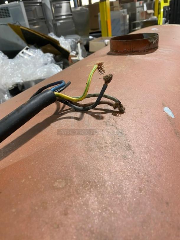 Izzo Forni commercial electric Napoletano pizza oven, with visible wiring on top, in used condition.