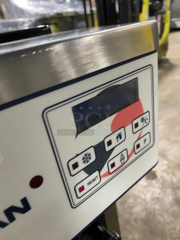 Spaceman 6210C commercial stainless steel soft serve machine control panel, features reset and mode buttons, clean condition.