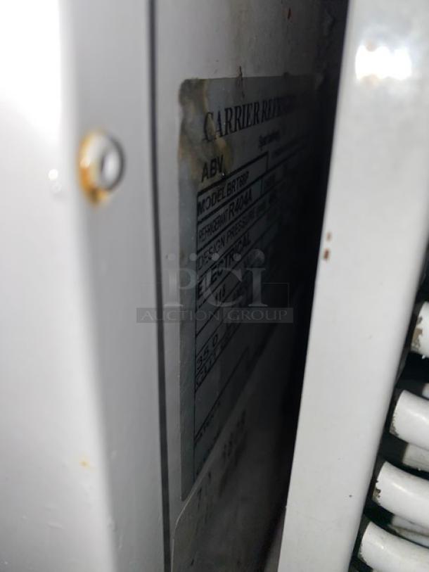 Beverage-Air BRT68P ice cream cabinet label showing model and electrical details, indicating 115V power.