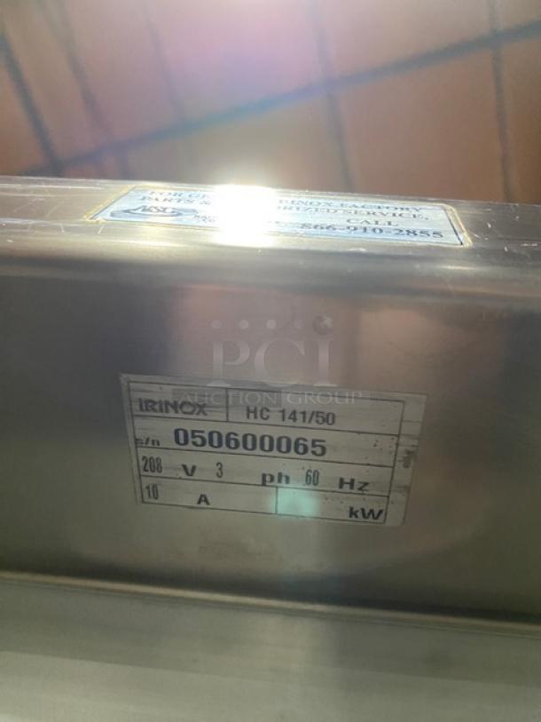 Irinox HC14150 stainless steel single door blast chiller/shock freezer, model HC 141/50, serial 050600065, 208V, 3 phase, on casters.