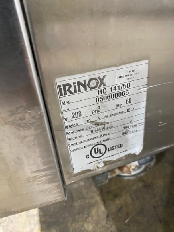 Irinox HC14150 stainless steel blast chiller/shock freezer with single door, 208V 3-phase, on casters, UL listed.