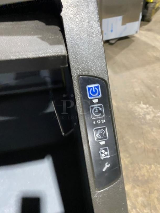 Manitowoc UD0140A commercial undercounter ice maker controls, stainless steel, electric-powered, on legs, SN: 310226146.