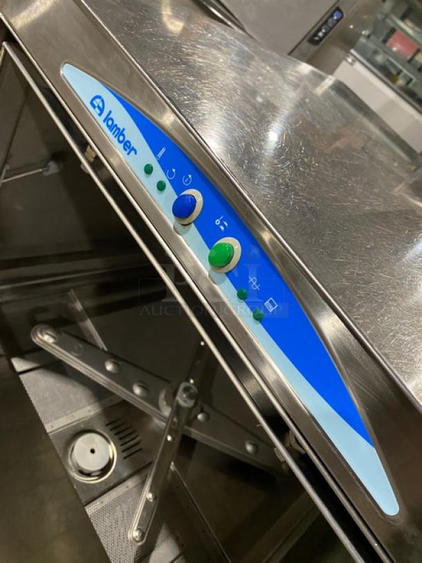 Lamber DSP4PS stainless steel undercounter dishwasher. Electric, 208-240V, high-temp, commercial-grade. Excellent condition.
