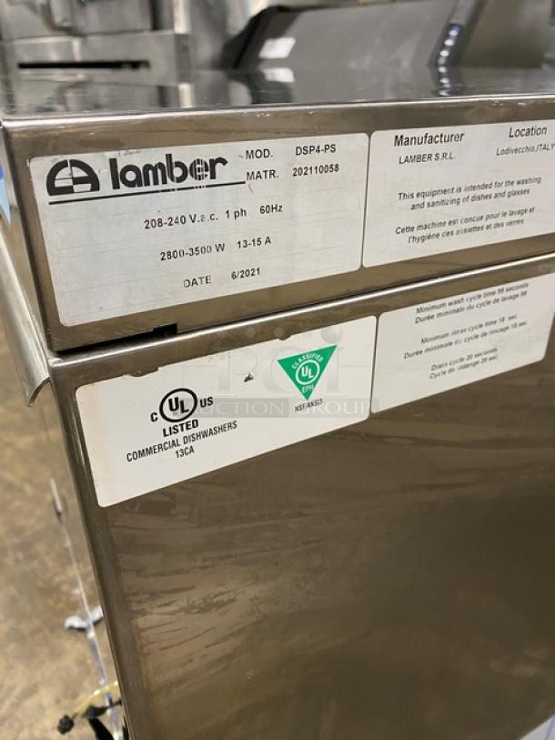 Lamber 2021 DSP4-PS stainless steel undercounter dishwasher, UL listed, 208-240V, commercial use, SN: 202110058.