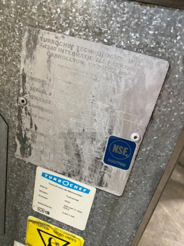 TurboChef Model NGC stainless steel countertop ventless rapid cook oven with digital controls. NSF certified. 208/240V.