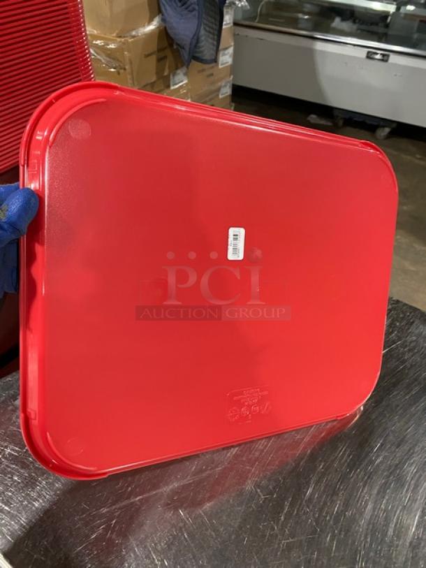 NEW Cambro red 14"x18" rectangular tray, model 1418FF. Commercial quality, pristine condition with label intact.