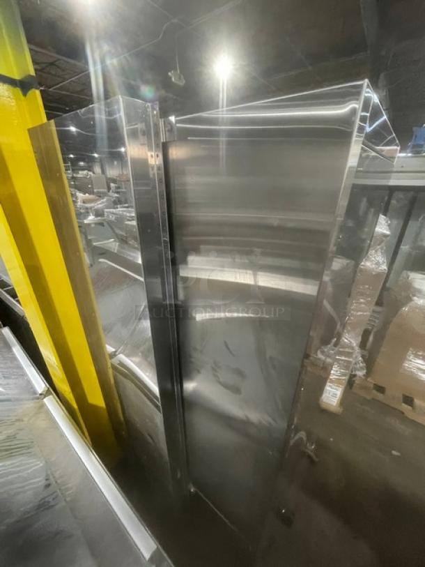 Flame-Mate stainless steel 3-compartment steam cabinet, model ESC3NN, natural gas, on legs, commercial-grade.